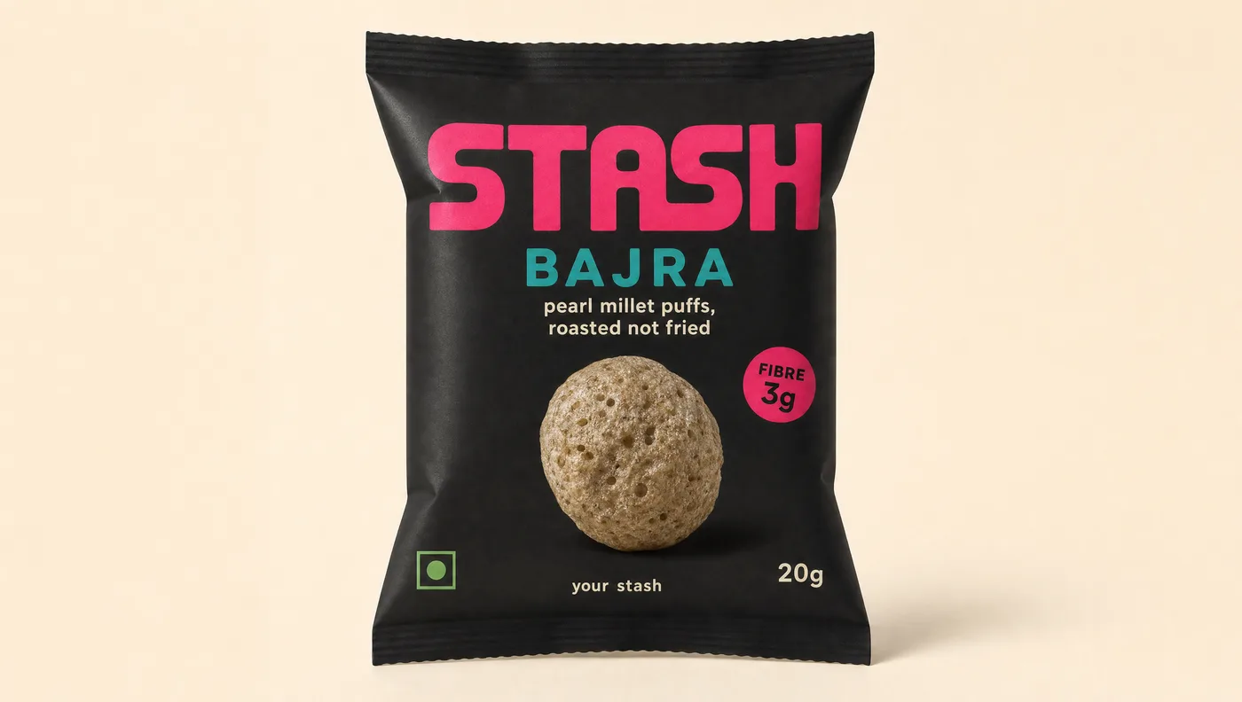 Bajra single-serve pack, front on