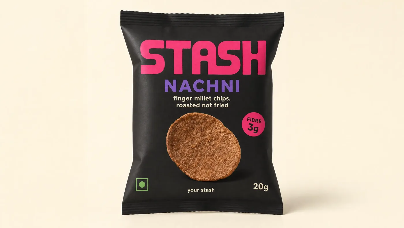 Nachni single-serve pack, front on